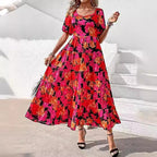 Damen Midi-Kleid mit floralem Druck und voluminösen Ärmeln R&B