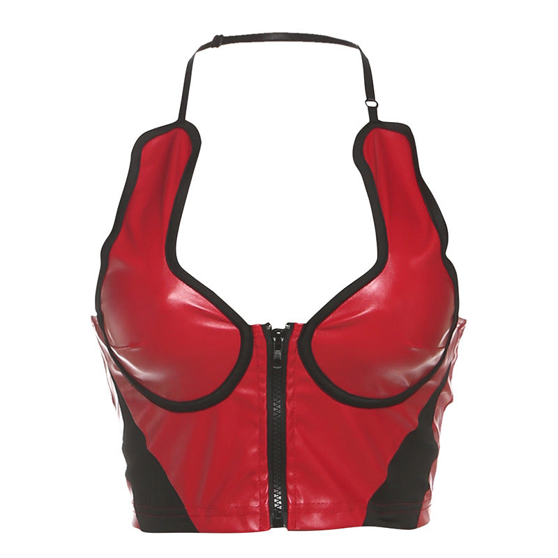 Damen Sportliches Cropped Top mit Reißverschluss und modischem Design R&B