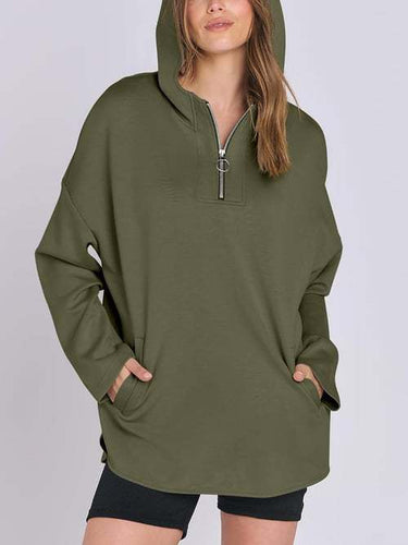 Damen Kapuzenshirt mit Reißverschluss und Taschen R&B