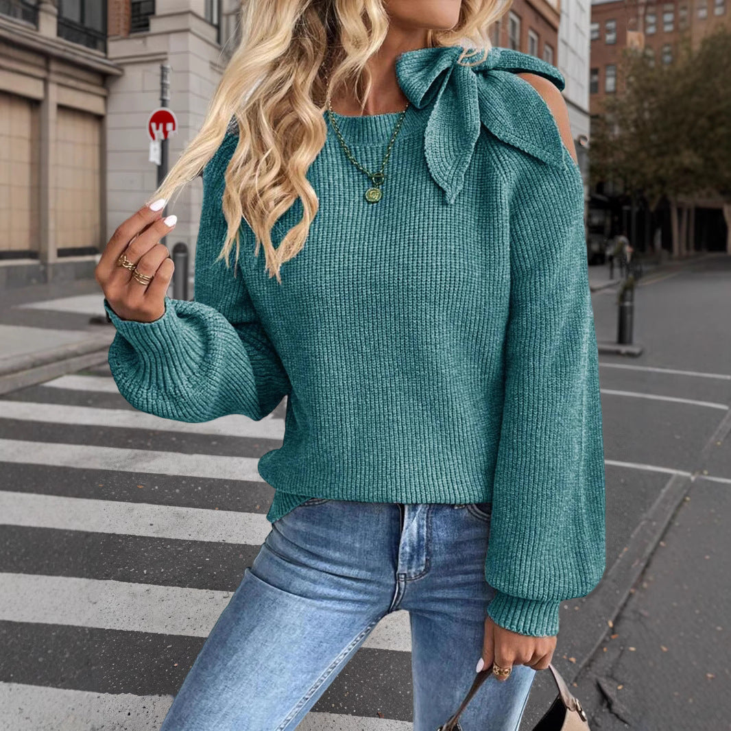 Damen lässiger Pullover mit besonderem Schulterdesign R&B