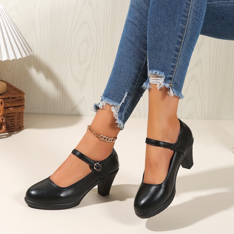 Damen Mary Jane Pumps mit elegantem Riemendesign und komfortablem Blockabsatz R&B