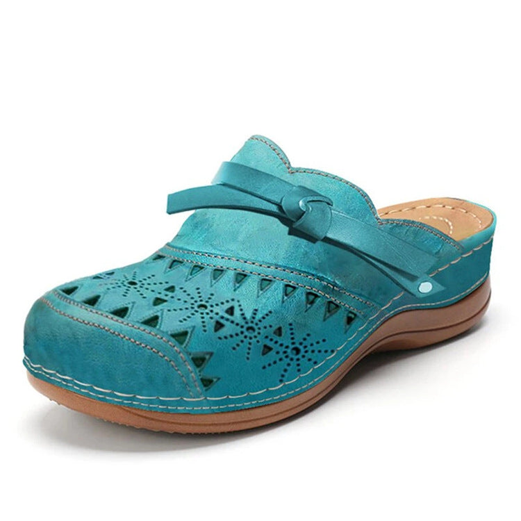 Damen Komfort Clogs mit modischem Lochmuster und dekorativem Riemen R&B