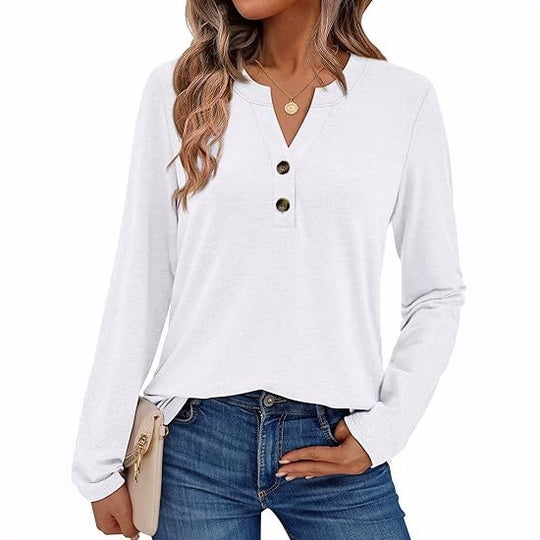 Damen Langarmshirt mit Knopfdetails R&B