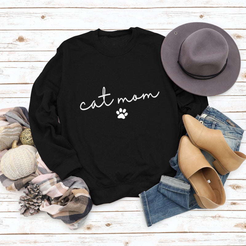 Damen Sweatshirt mit kreativem Katzenmama-Design