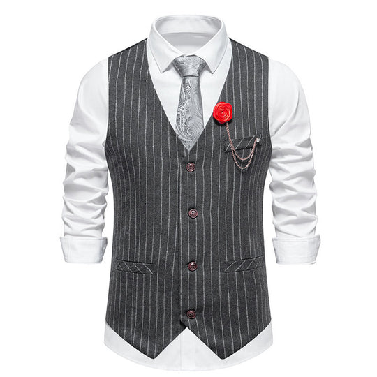 Herren elegante Anzugweste mit feinem Nadelstreifen und praktischen Taschen R&B