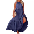 Damen Maxikleid mit einem eleganten Volant-Design und lockerem Schnitt R&B
