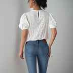 Damen Bluse mit Rüschen und raffiniertem Schnürdetail R&B