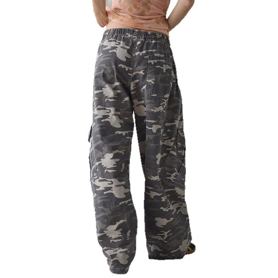 Damen nan weite Cargohose mit elastischem Bund und aufgesetzten Klappentaschen R&B