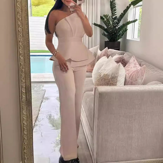 Damen Modischer Jumpsuit mit schickem Tailleneffekt und gerafftem Oberteil R&B
