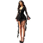 Damen verspielt und romantisches Spitzenkleid mit Rüschendetails und tiefem Ausschnitt R&B