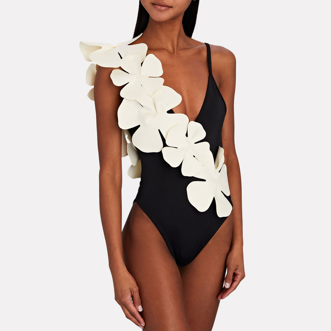Damen Badeanzug mit kunstvollen 3D Blumenapplikationen R&B