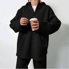 Damen lässiger Hoodie mit hochwertigem Reißverschluss und elastichem Bund R&B