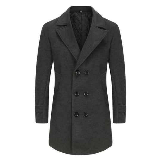 Herren eleganter Wende-Mantel mit doppelter Knopfleiste und verborgenem Gürtel R&B