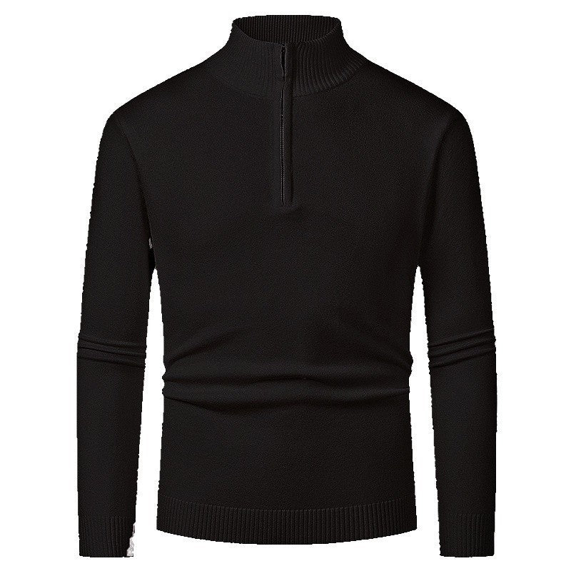 Herren Pullover mit halbem Reißverschluss und modernem Stehkragen R&B