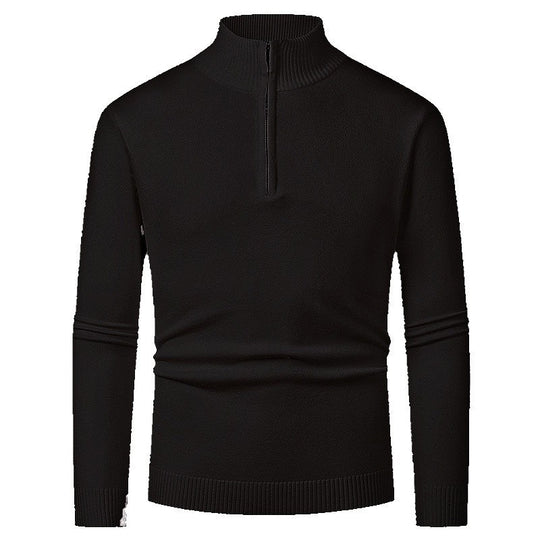 Herren Pullover mit halbem Reißverschluss und modernem Stehkragen R&B