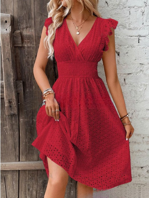 Damen Sommerkleid mit eleganten Spitzenärmeln R&B