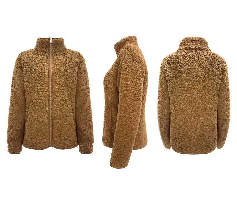 Damen Fleecejacke mit hohem Kragen und seitlichen Reißverschlusstaschen R&B