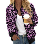 Damen sportliche Leopardenmuster Bomberjacke R&B