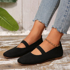 Damen atmungsaktive Ballerinas mit flexiblem Gummi-Obermaterial und verstellbarem Riemen R&B