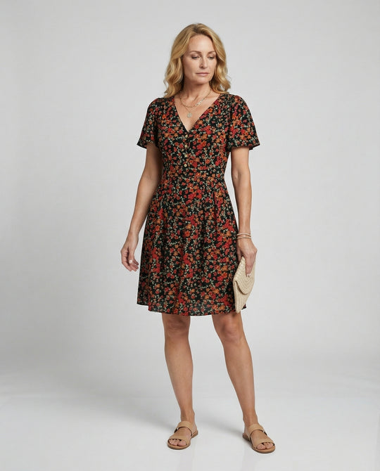 Damen Freizeitkleid Mini mit V-Ausschnitt