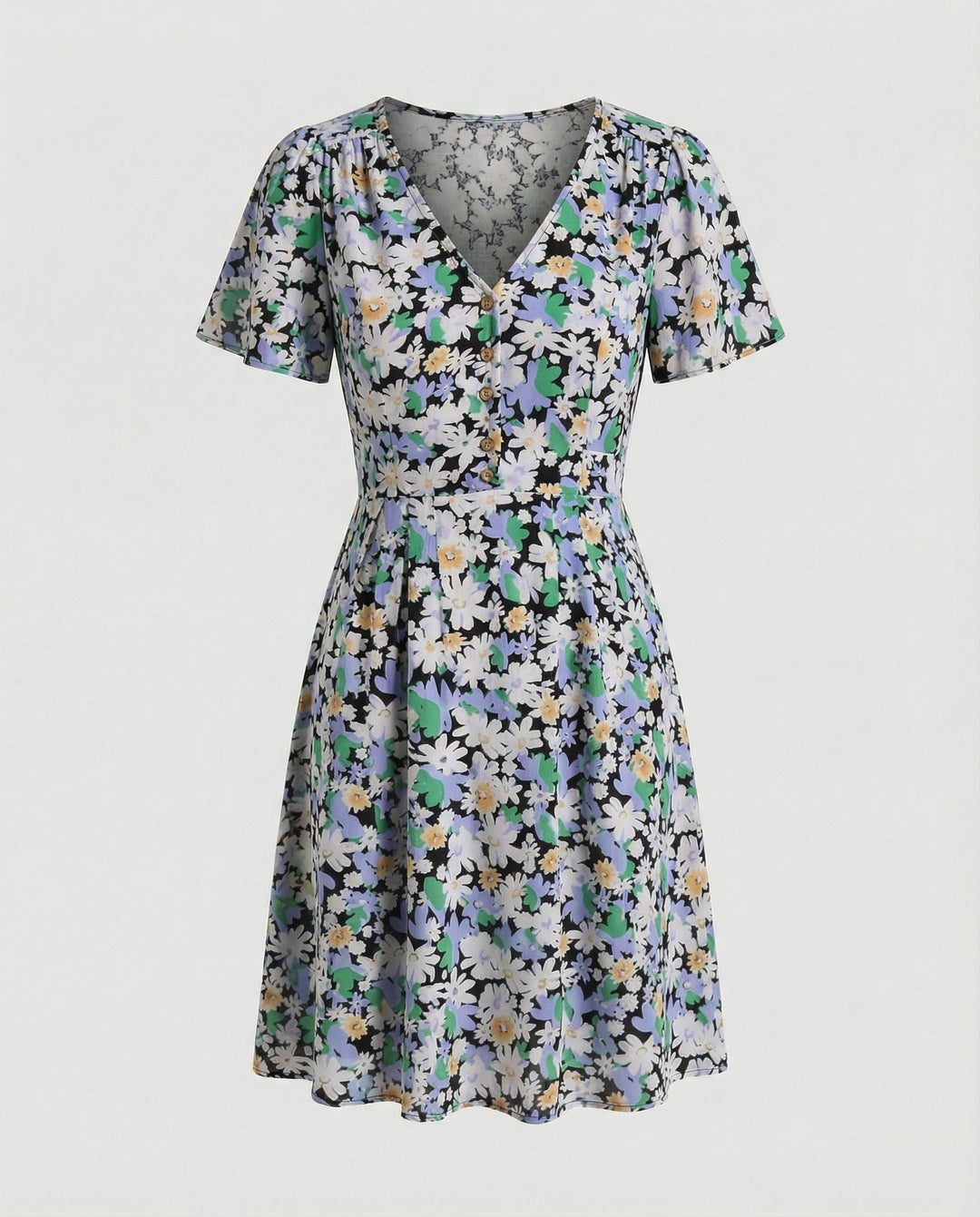 Damen Freizeitkleid Mini mit V-Ausschnitt