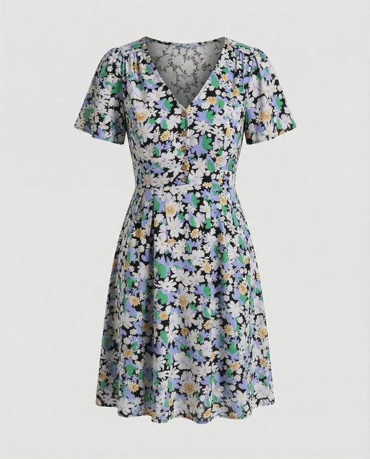 Damen Freizeitkleid Mini mit V-Ausschnitt