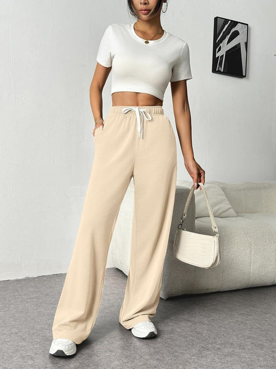 Damen Bequeme Freizeithose mit elastischem Bund und weitem Schnitt R&B