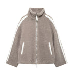 Damen Teddy-Fleecejacke mit hohem Kragen und seitlichen Reißverschlusstaschen R&B