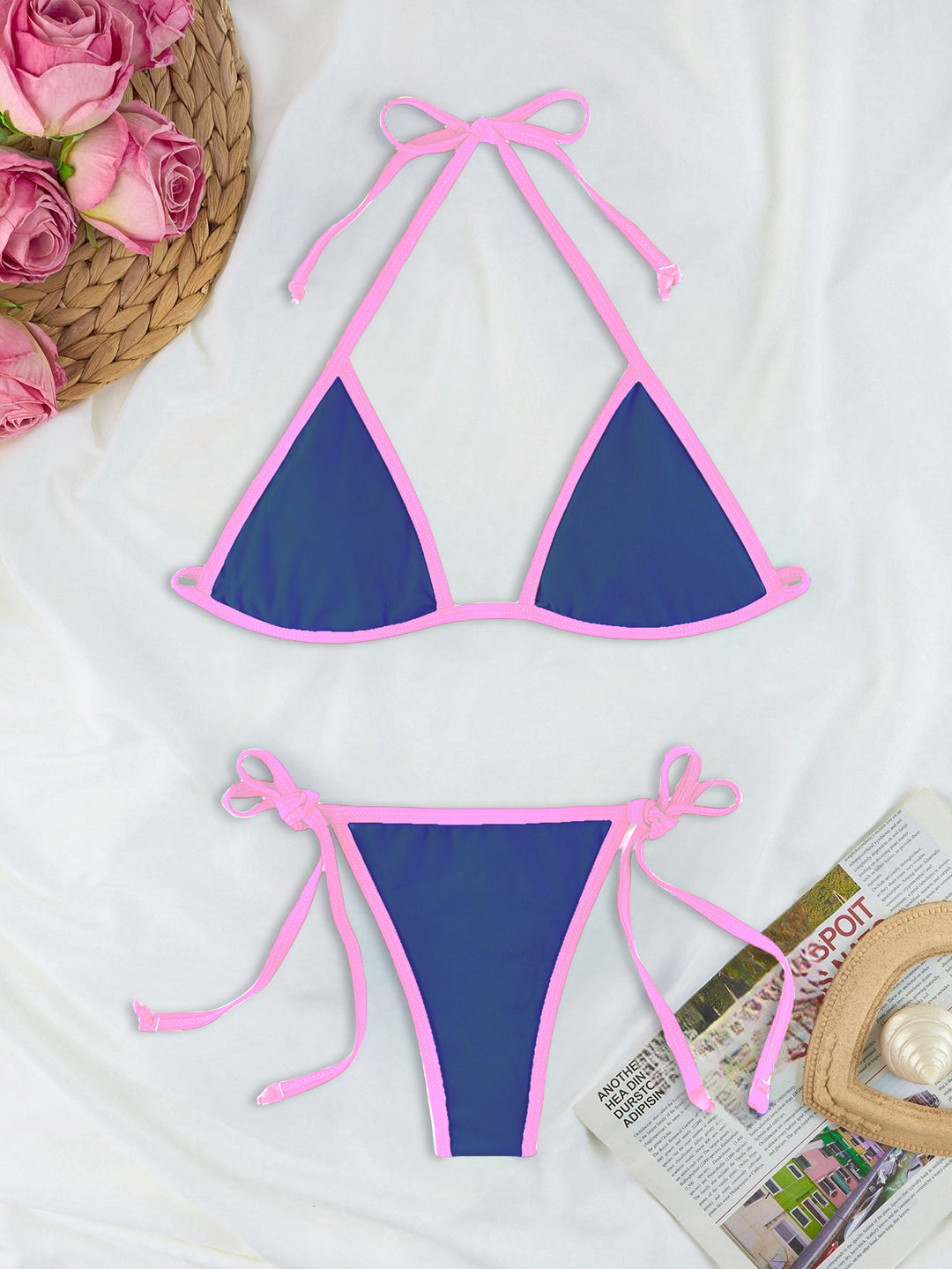 Damen Triangel-Bikini-Set mit individuell anpassbarem Kordelzug R&B