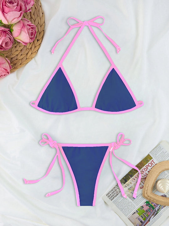 Damen Triangel-Bikini-Set mit individuell anpassbarem Kordelzug R&B