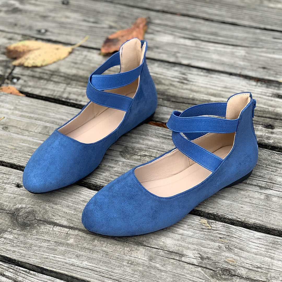 Damen Ballerinas mit elastischen Kreuzriemen R&B