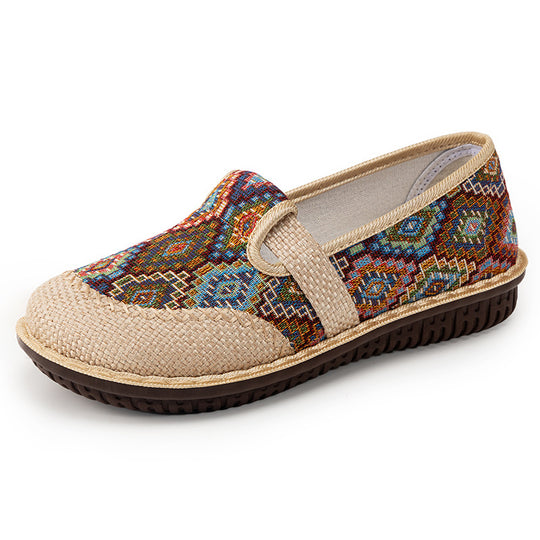 Damen Bequeme Slip-On Schuhe mit bunter Stickerei und flexibler Sohle R&B