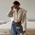 Damen Modische Kurzbluse mit floralen Mustern und Oversized-Schnitten