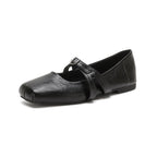 Damen Ballerinas mit verstellbarem Riemen und hochwertiger Leder-Oberfläche
