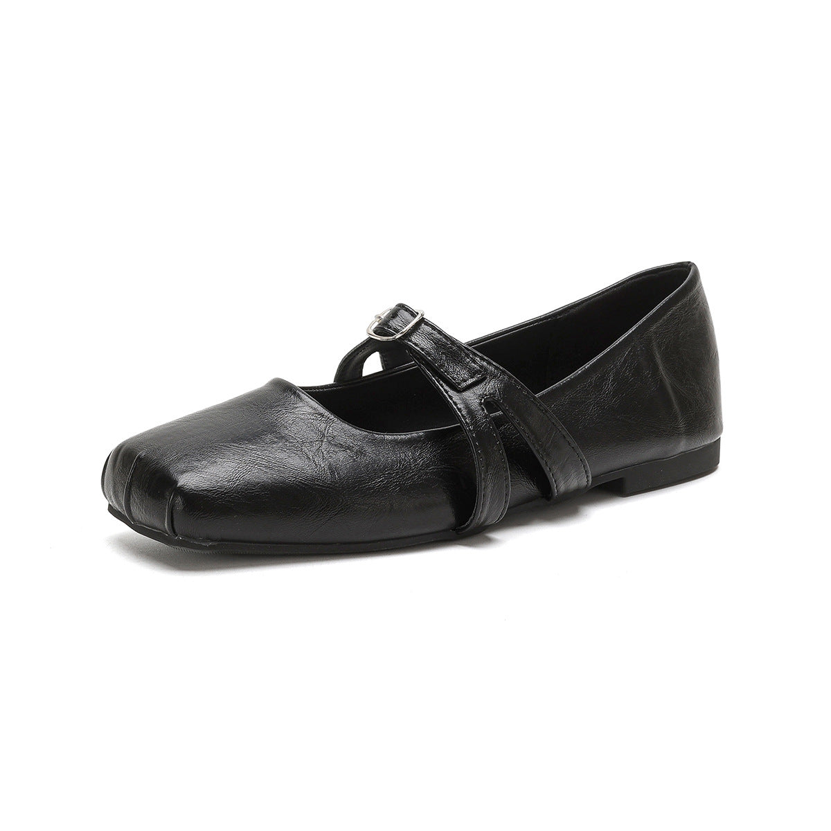 Damen Ballerinas mit verstellbarem Riemen und hochwertiger Leder-Oberfläche