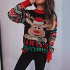 Damen Weihnachtspullover mit festlichem Rentier-Motiv und kunterbunten Strickdetails R&B