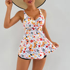 Damen Strandkleid mit floralem Wickeldesign und raffinierten Rüschendetails R&B