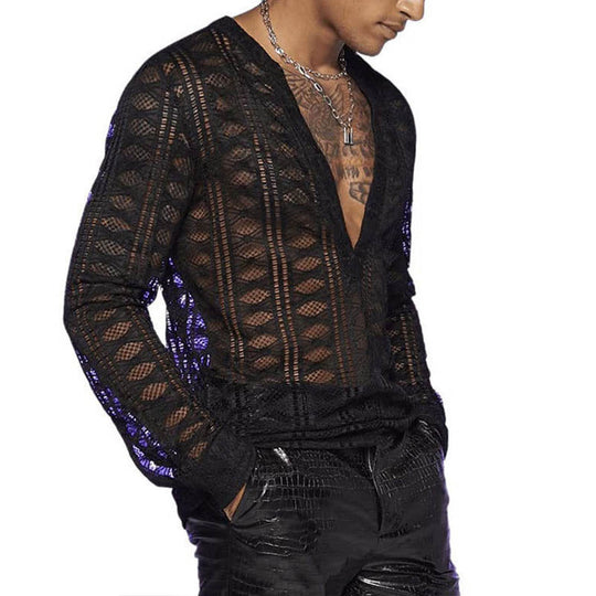 Damen Transparente Langarmbluse aus leichtem Material R&B