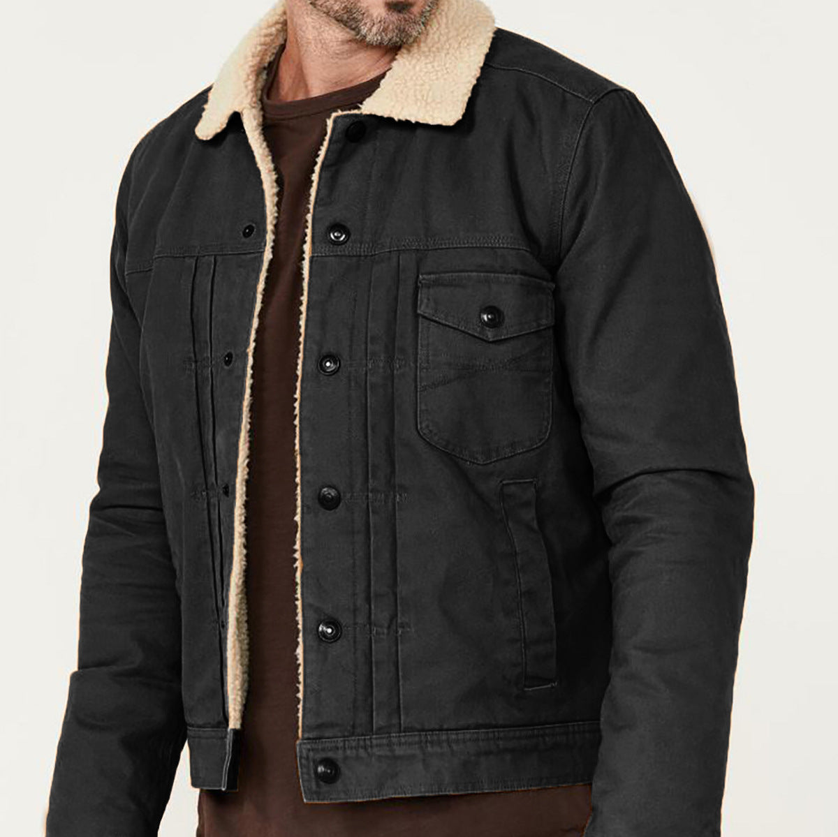 Herren gemusterte Baumwolljacke mit Fleecefutter R&B