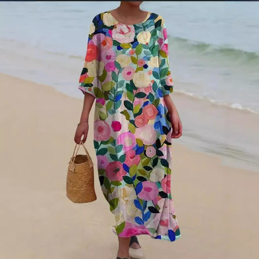 Damen Maxikleid mit floralem Design und lässigem Schnitt R&B
