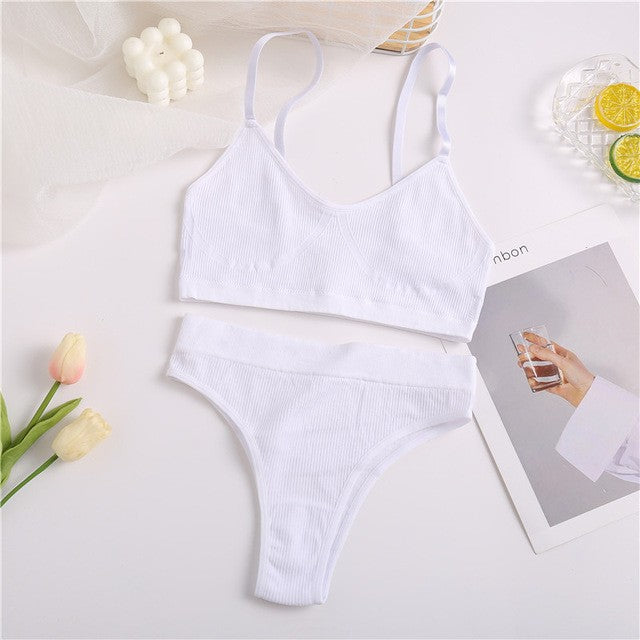 Damen Unterwäsche-Set aus bequemem, elastischem Material mit elegantem Rippen-Design R&B