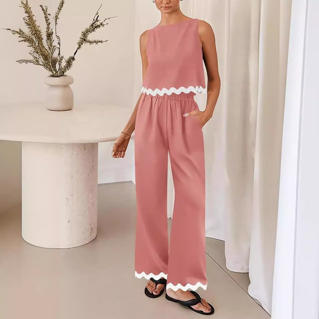 Damen elegantes Lounge-Set mit weitem Schnitt und dekorativen Wellenabschlüssen R&B