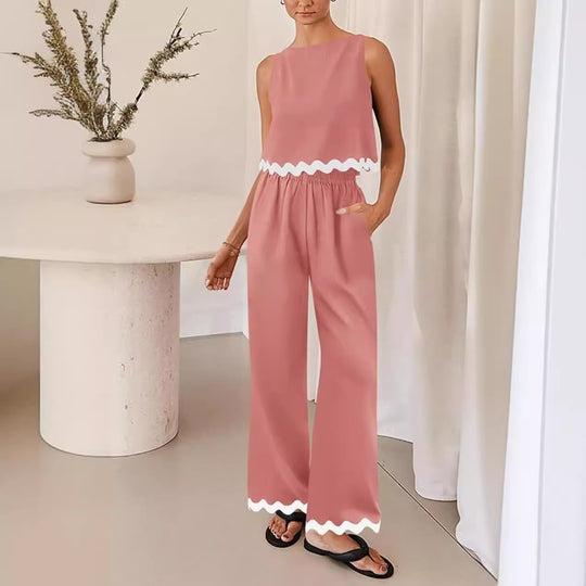 Damen elegantes Lounge-Set mit weitem Schnitt und dekorativen Wellenabschlüssen R&B