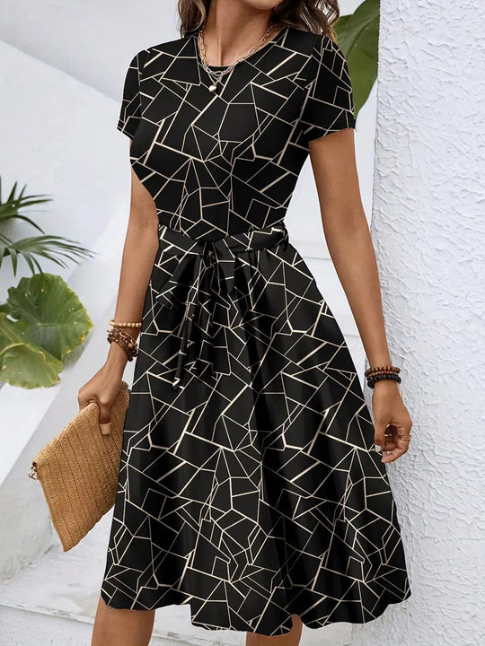Damen Jumpsuit mit tailliertem Design und geometrischem Muster R&B