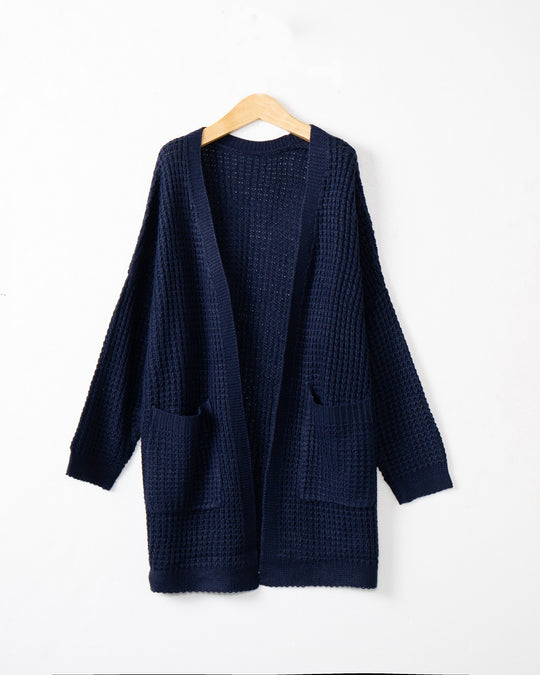 Damen lässiger Strickcardigan mit Taschen und offenem Schnitt R&B