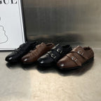 Damen Elegante Mokassins mit doppeltem Schnallenverschluss und perforiertem Design R&B