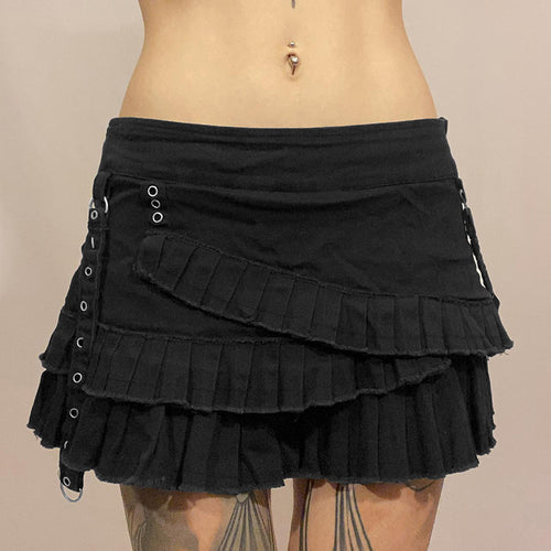 Damen Rüschenrock im lässigen schwarzen Design mit asymmetrischem Schnitt R&B