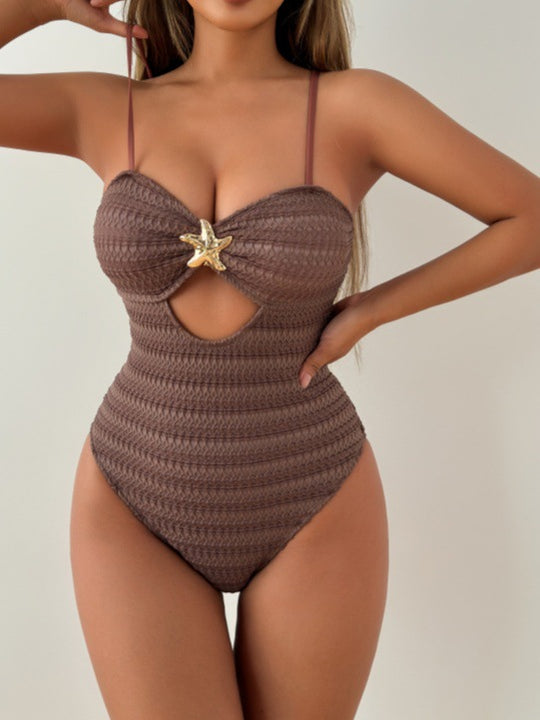 Damen Einteiliger Badeanzug mit modischem Cut-Out und verspieltem Sternen-Detail R&B