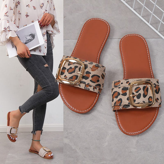 Damen offene Slipper mit modernem Schnallen-Detail R&B