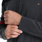 Herren sportliche Strickjacke mit hohem Kragen und Reißverschluss